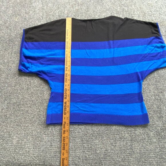 Madison Sweater Women's M Blue Black Striped Batwing Sleeve Top Casual‎ Jumper - Picture 9 of 11
